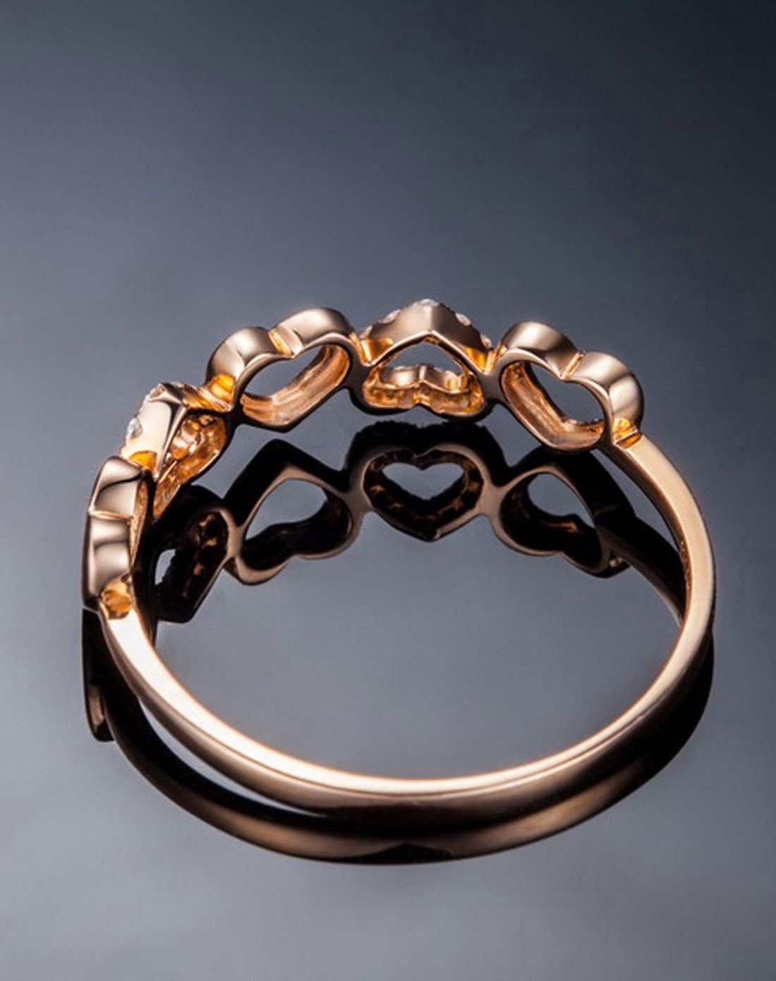 心连心 -18k玫瑰金镶钻石女戒(可免费改圈)(赠eclos海燕窝补水面膜)