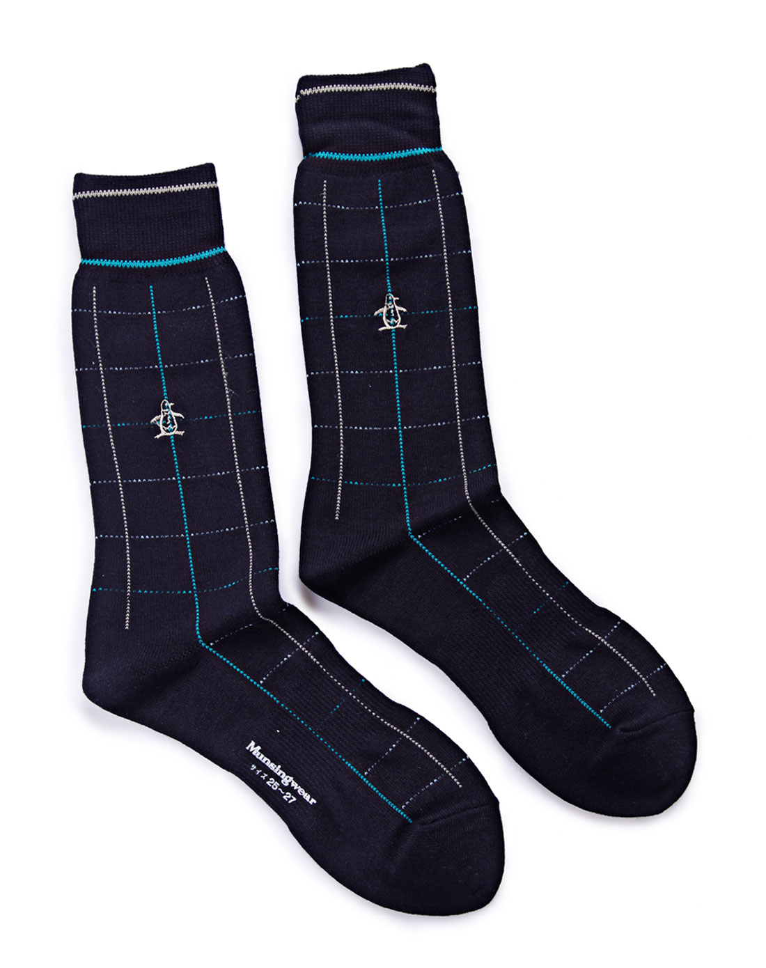 男款藏蓝色高尔夫功能袜 格纹棉质