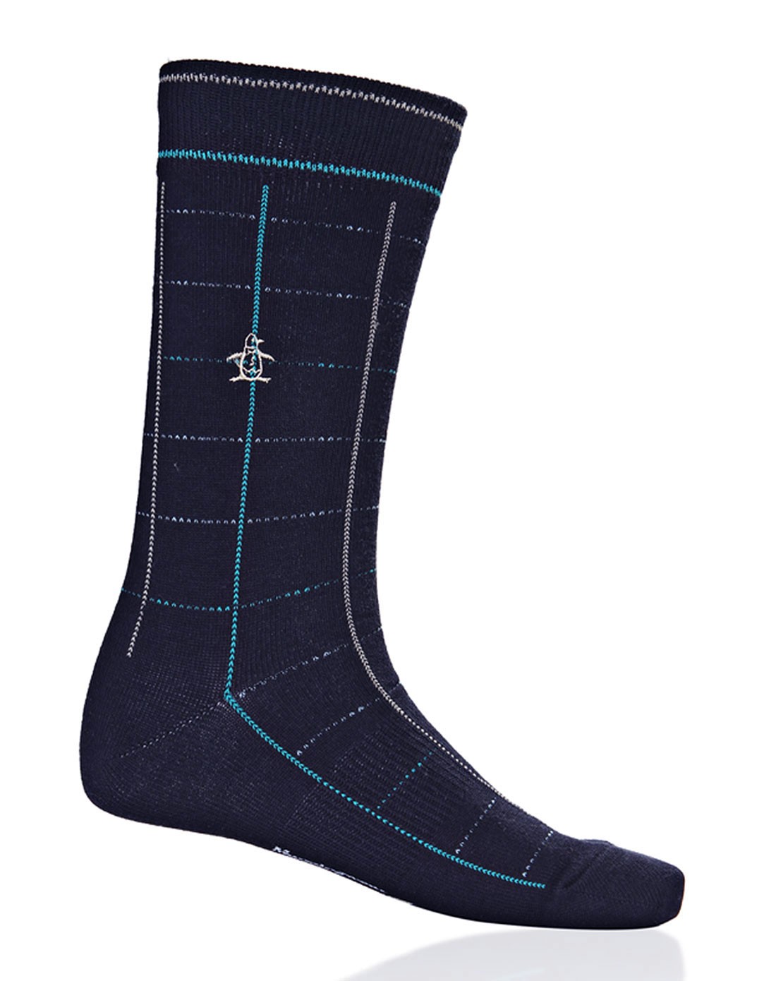 男款藏蓝色高尔夫功能袜 格纹棉质