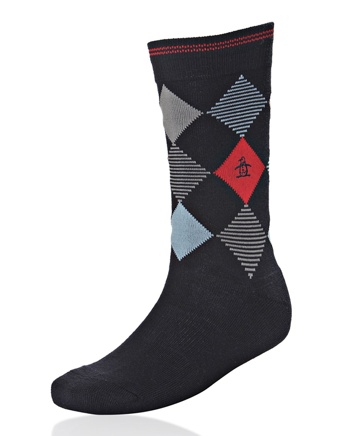 男款藏蓝色保暖高尔夫功能袜 菱形纹透气干爽