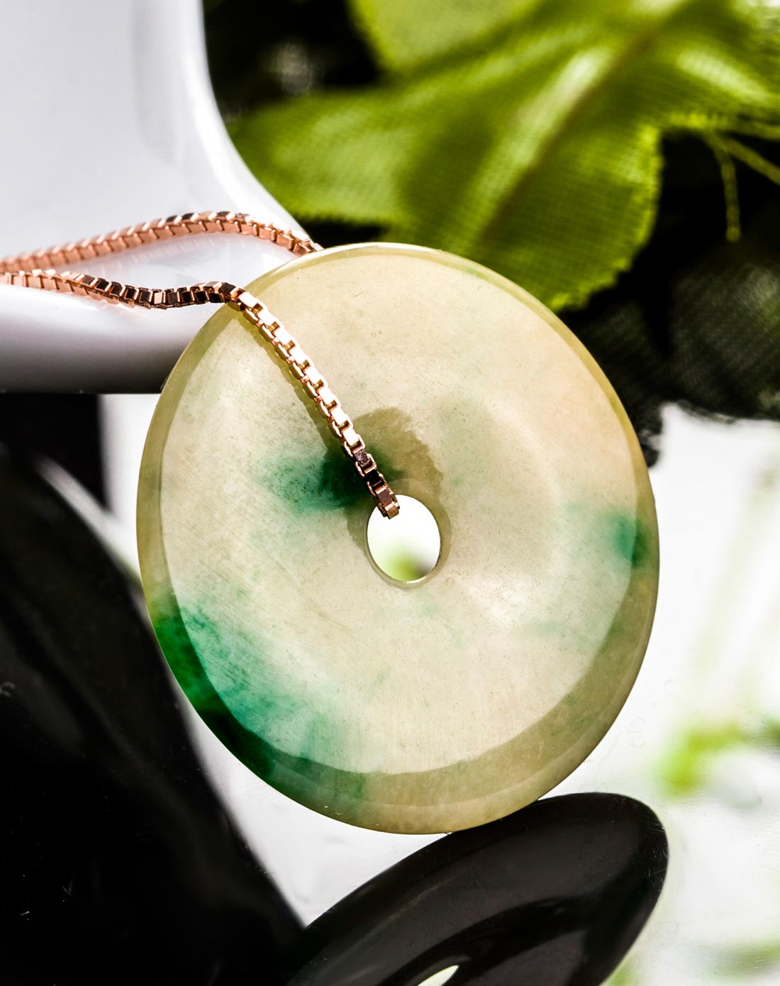 > 稀有冰糯种黄杨绿小平安扣 天然a货翡翠(附国检证书)