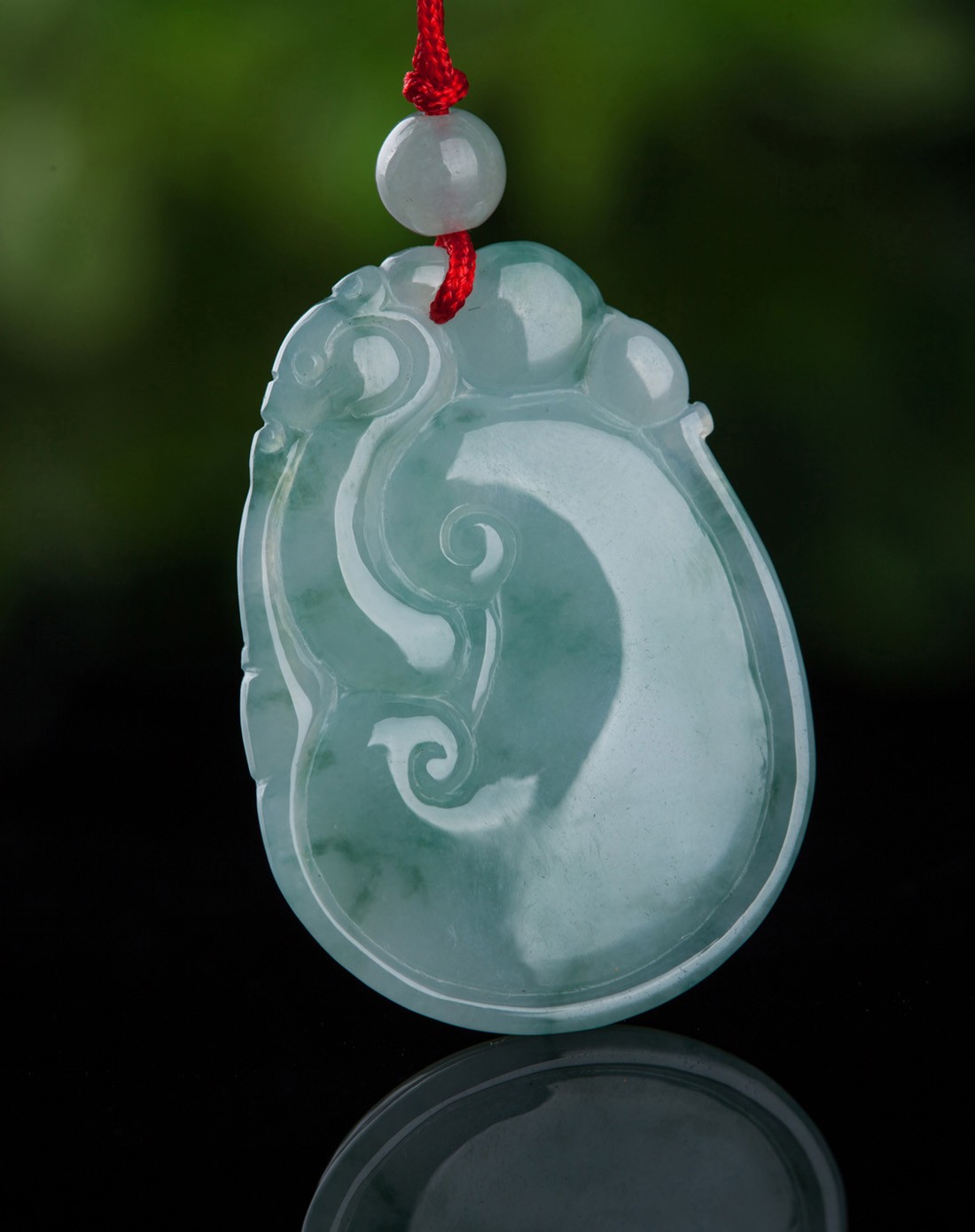 中性糯种飘花如意吉祥翡翠吊坠a货附证书