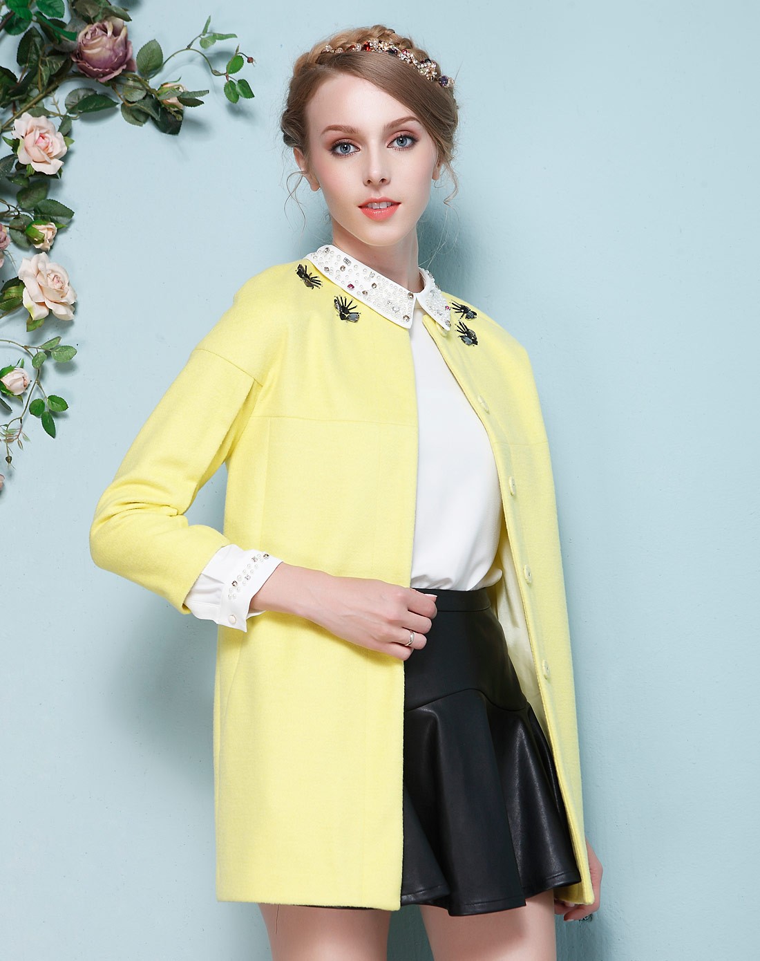 梵希蔓vimly女装移动端专场黄色欧贝呢中长款外套vim14c83230_唯品会