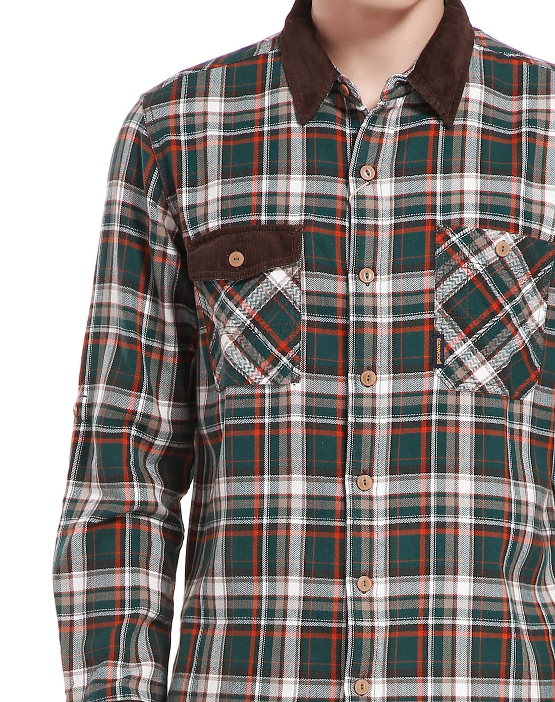 texwood男女装男款深绿/啡色成熟稳重格子长袖衬衫9616121agr4_唯品会