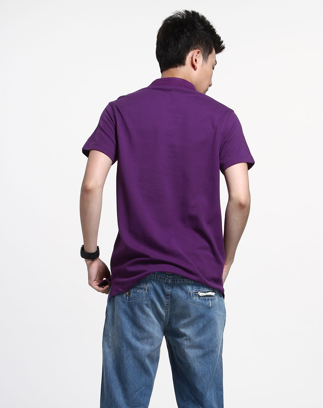 深紫色休闲短袖t恤