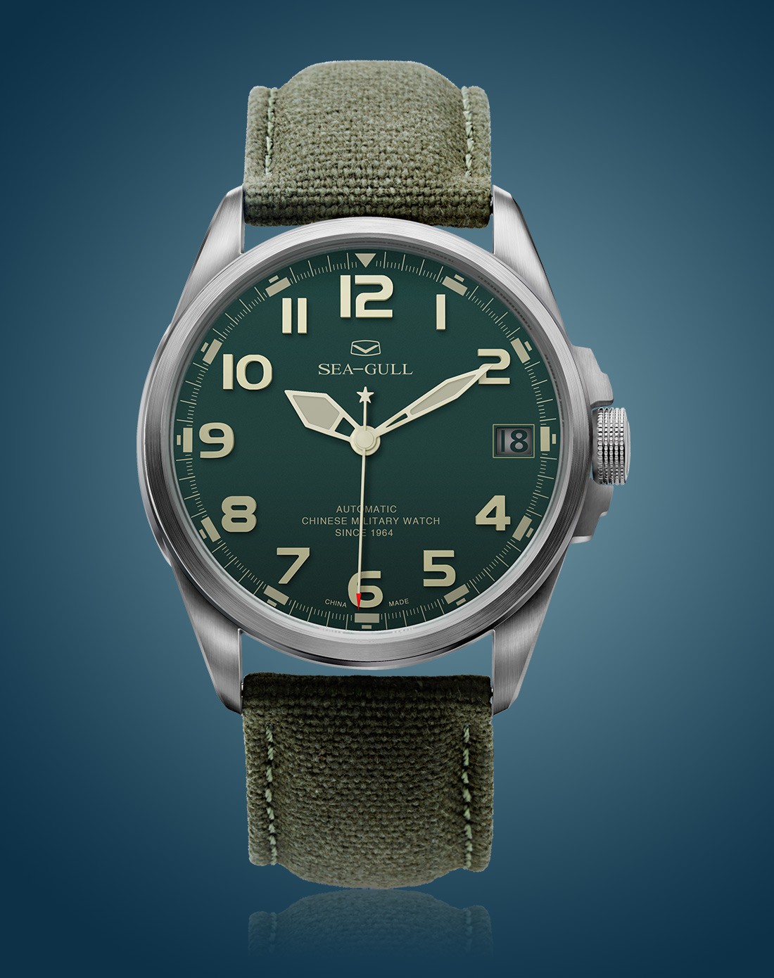 海鸥sea-gull中国军表一号64丝立体刻度自动机械男表0000d0135811a