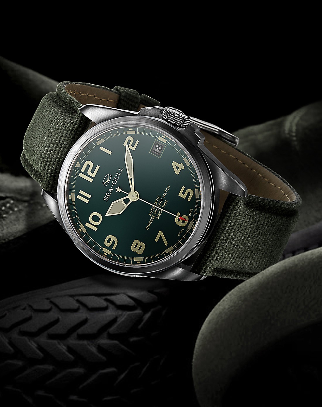 海鸥sea-gull手表专场 > 中国军表一号64丝立体刻度自动机械男表
