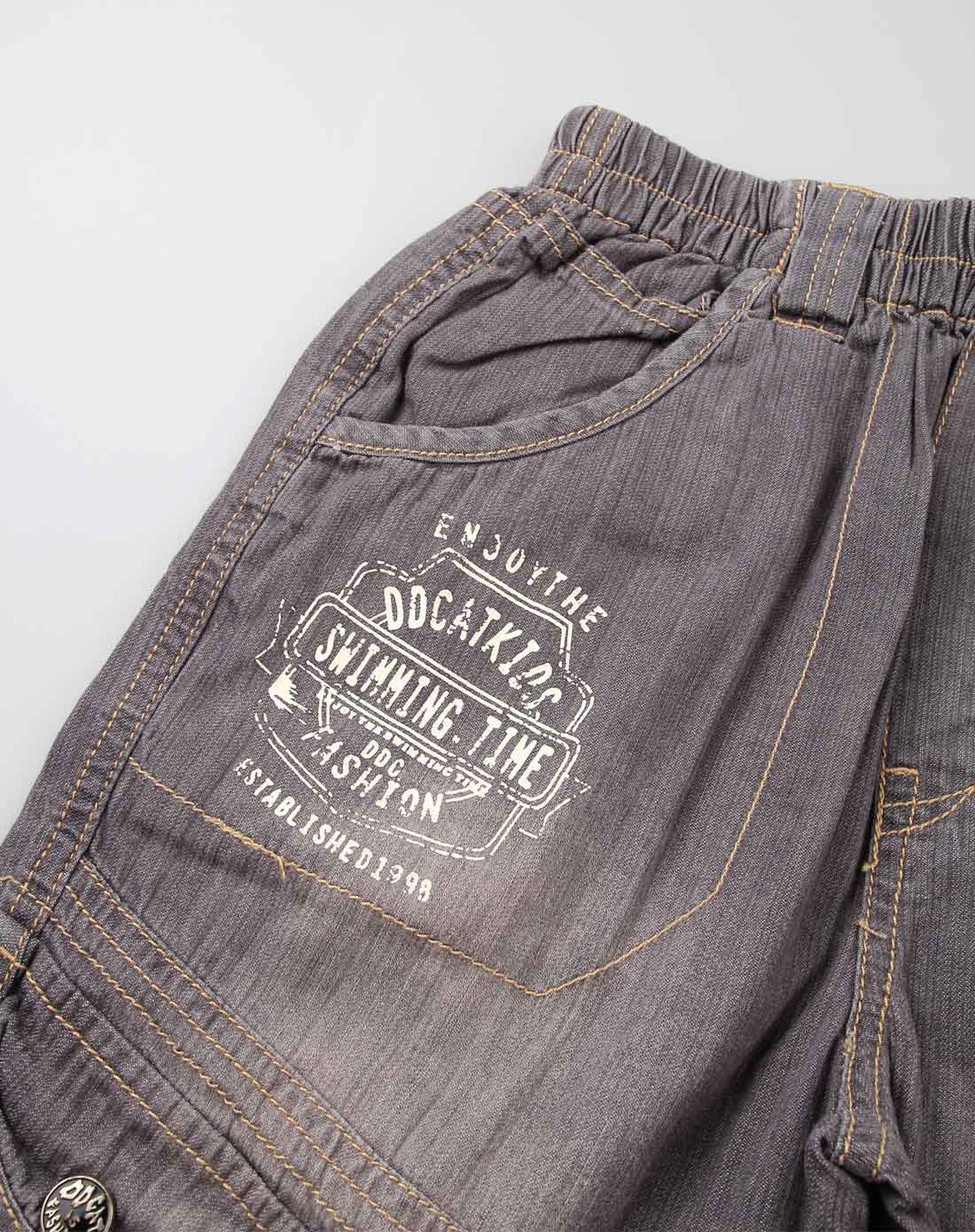 叮当猫 男童牛仔灰牛仔中裤(水洗产品)