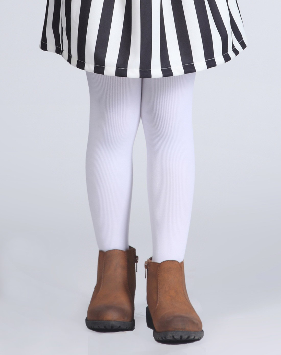 女童漂白竖条纹连裤袜