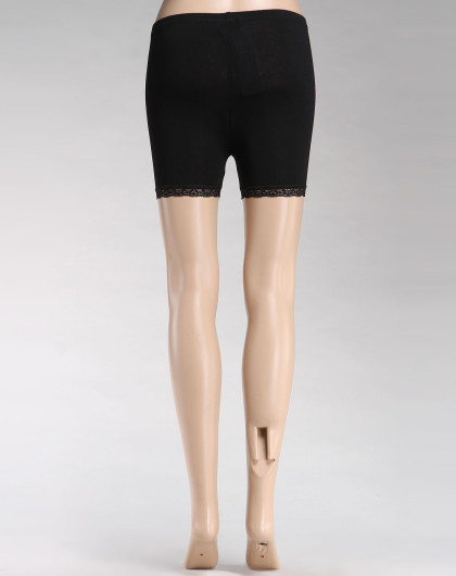 芙歌丝女款黑色莫代尔花边一分裤1f57008999_唯品会