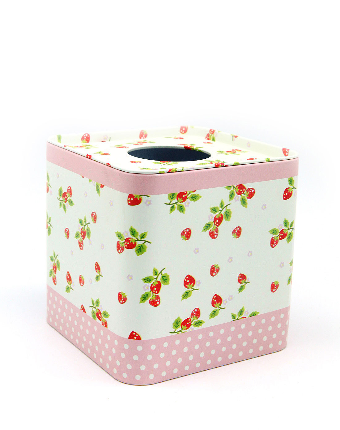 马口铁正方形纸巾盒(草莓图案)
