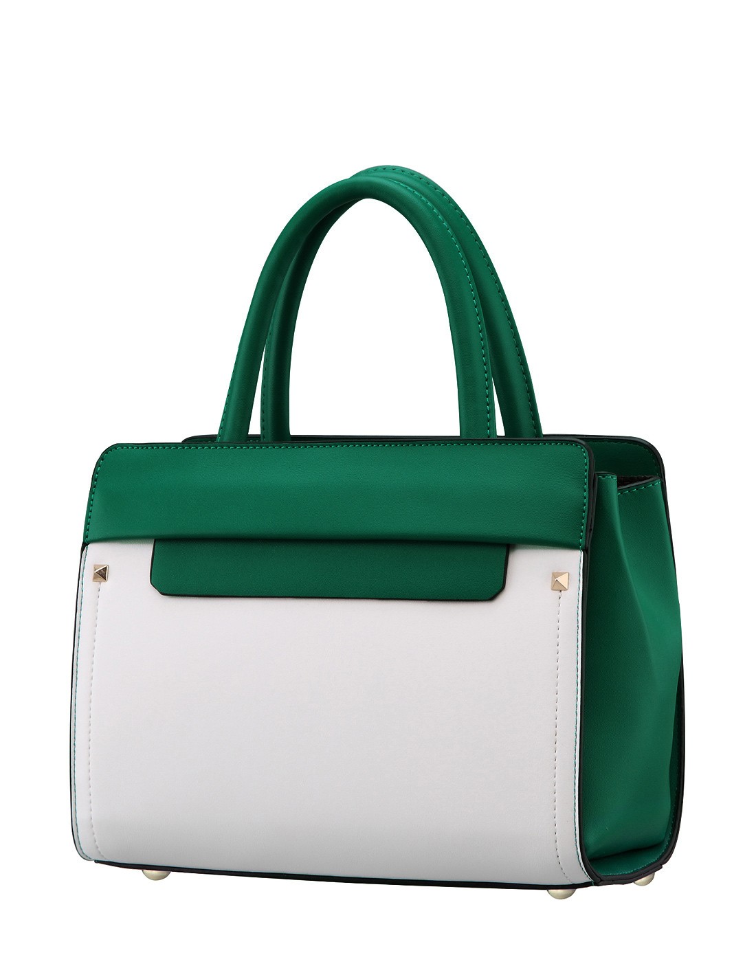绿白撞色米兰时尚简约手提包