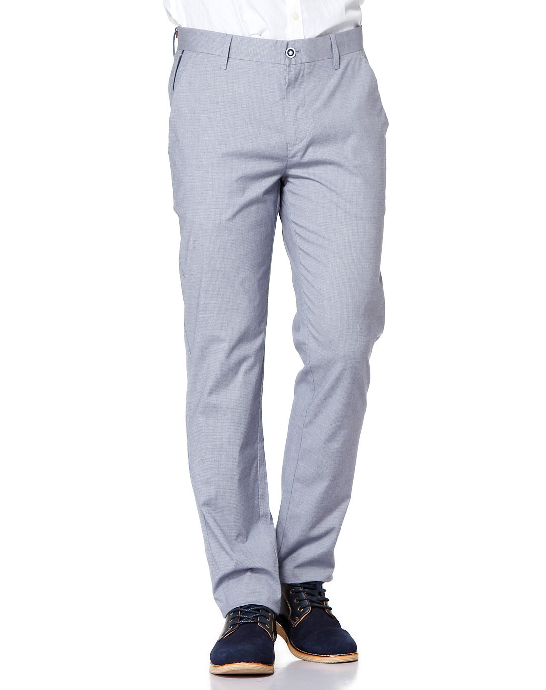 浅蓝灰色都市商务休闲长裤