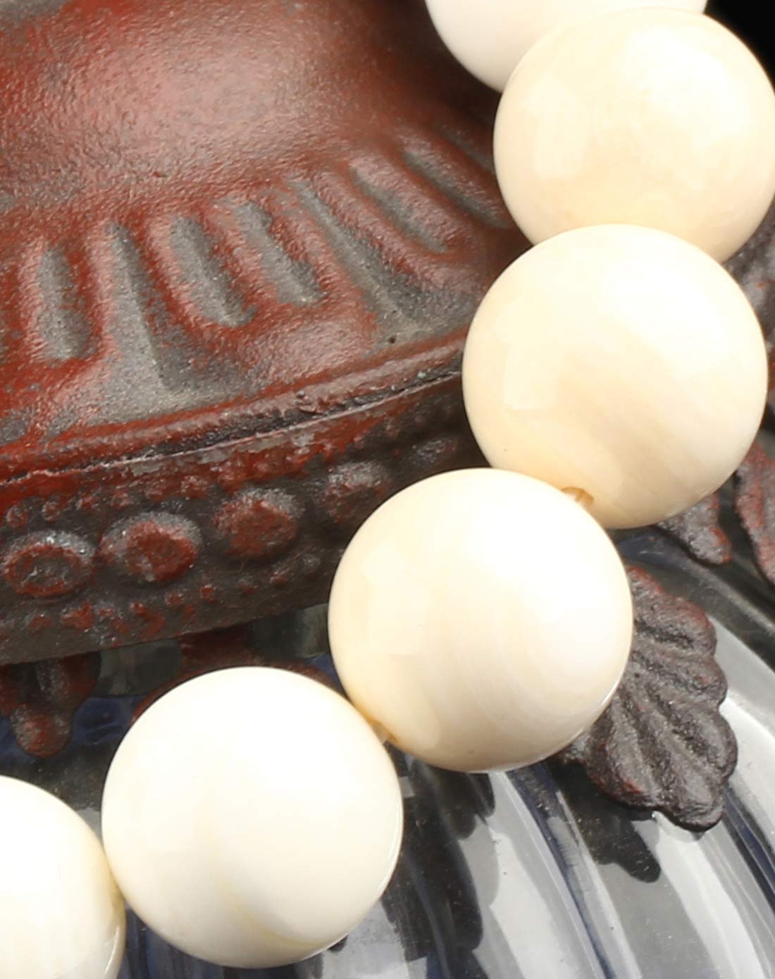 3a级天然象牙老砗磲圆珠手链附证书