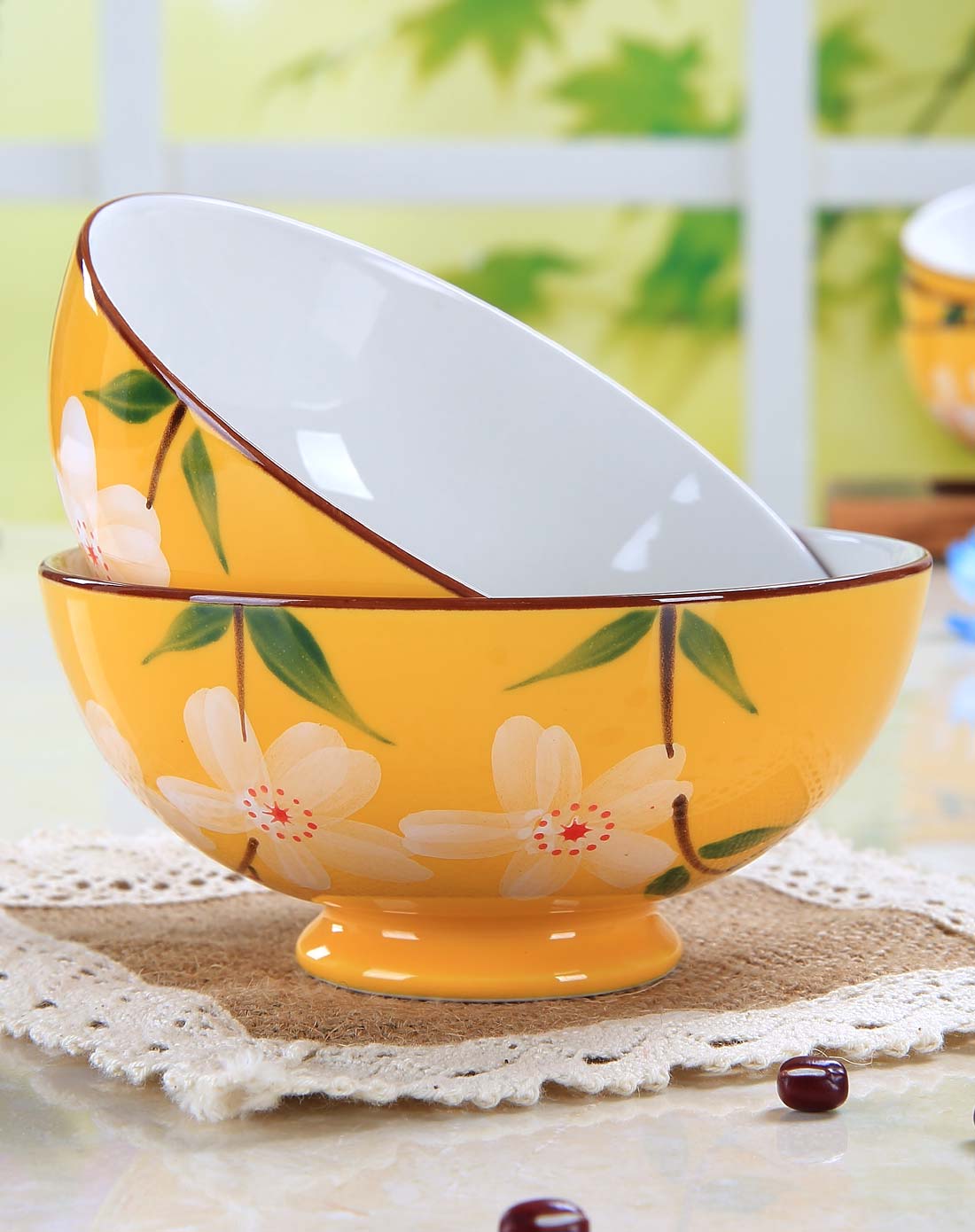 5头樱花日式碗4.5寸-黄
