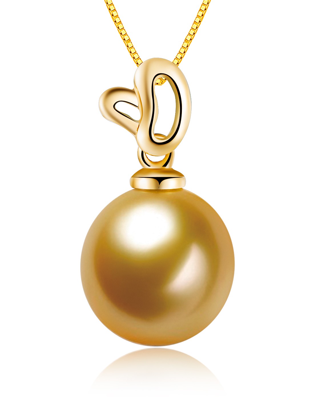 k金香槟色南洋金珍珠吊坠【心锁】-赠银链