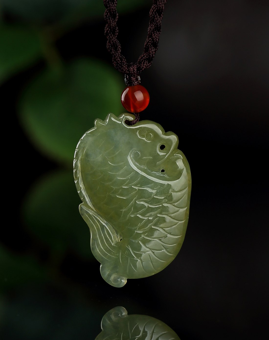 精雕超细腻冰糯种黄翡翠龙头鱼 独占鳌头天然a货翡翠吊坠