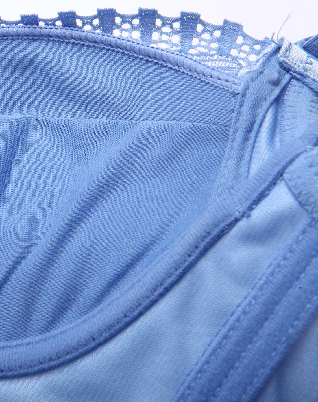 蓝色潮流织花3/4上薄下厚杯文胸