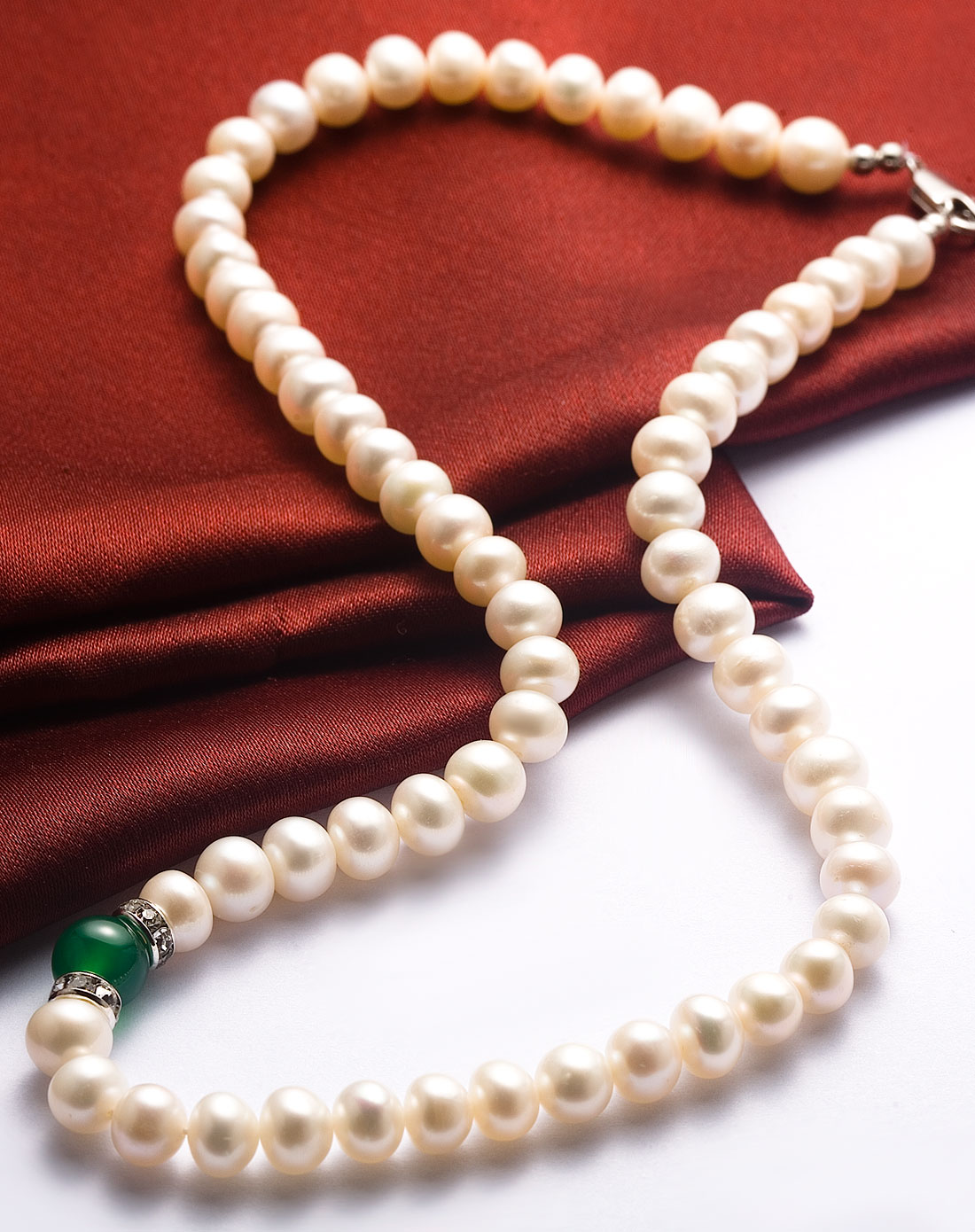 绿玛瑙配天然淡水珍珠项链7-8m(附证书)