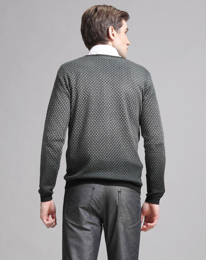 太子龙暗绿/多色v领菱形格休闲针织衫tl11sw007300_唯品会