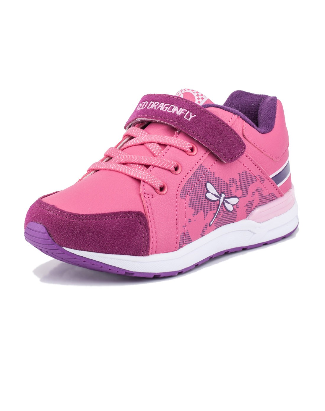 红蜻蜓女中童玫红色运动棉鞋