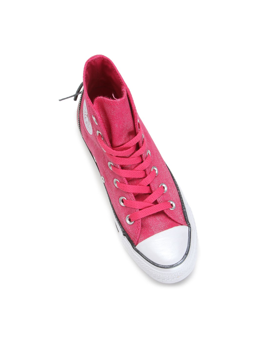 匡威 女款粉色高帮帆布鞋 休闲拉链装饰