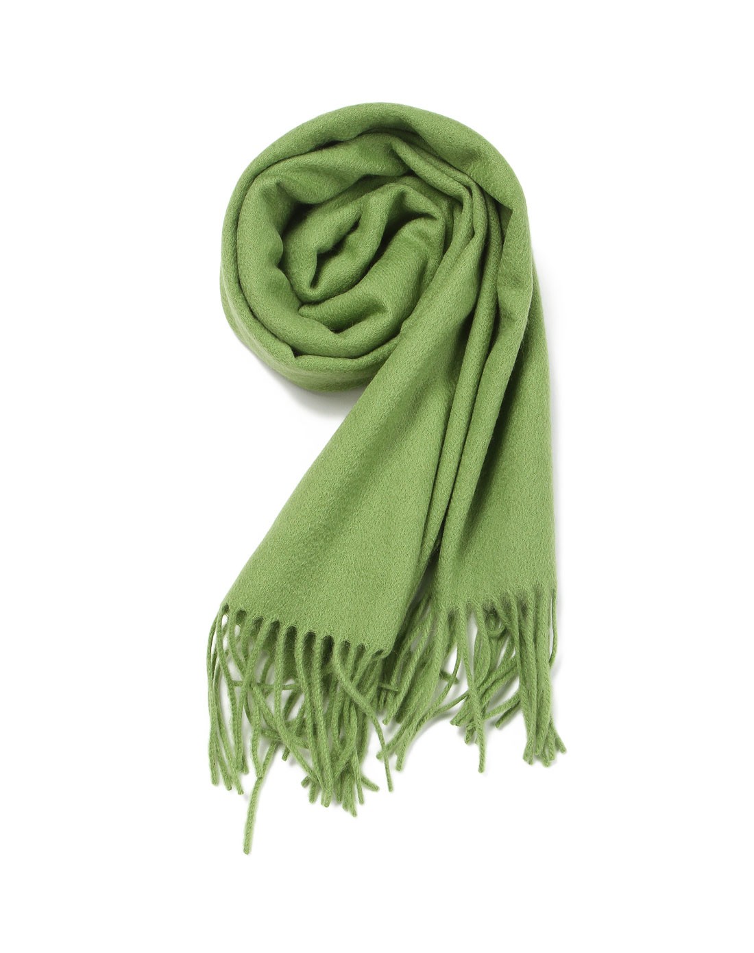 女款果绿色简约流苏围巾