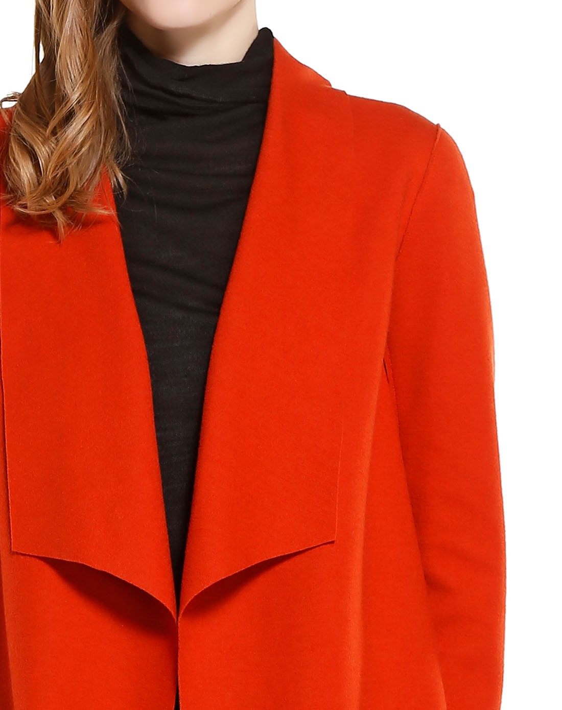 深橘红色淑女休闲长袖外套