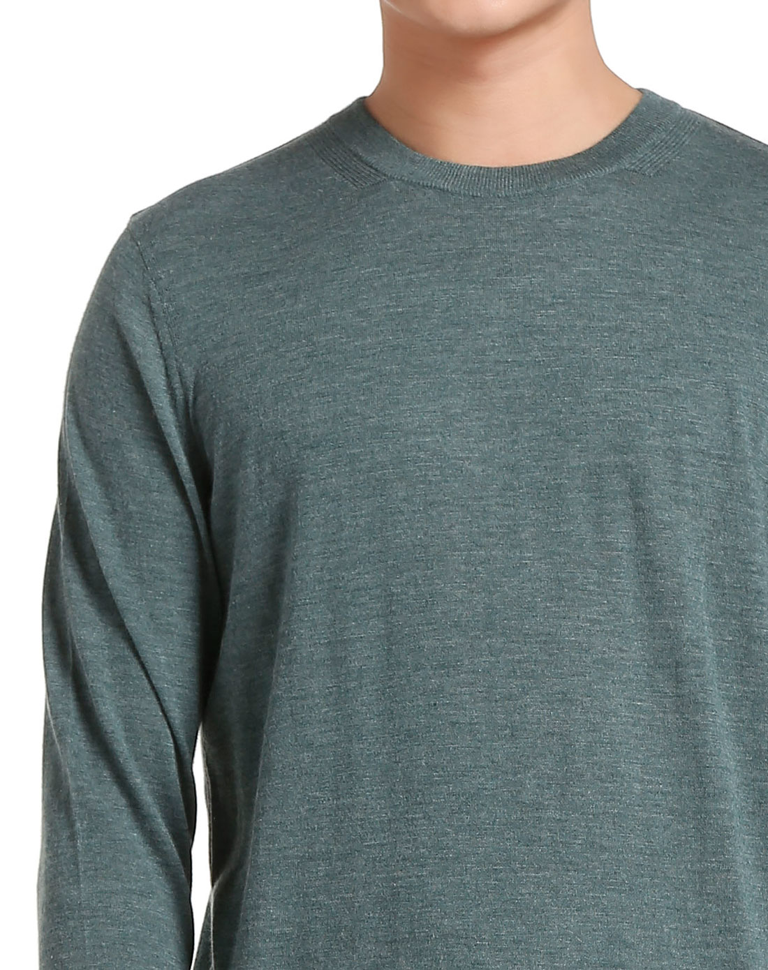 深灰绿色斯文时尚长袖100%山羊绒衫