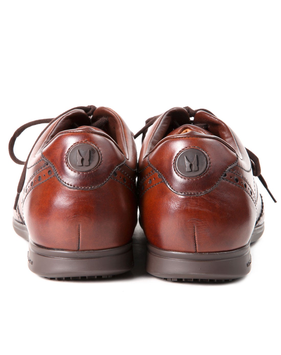 意大利进口棕色镂空雕花系带休闲鞋