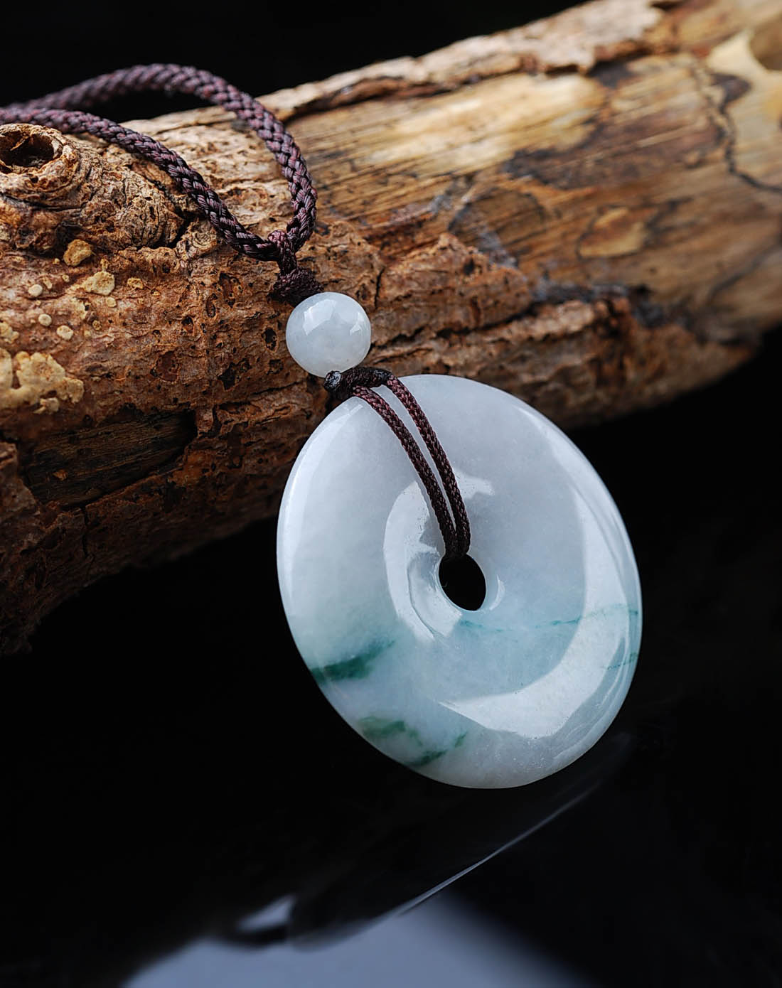 天然a货翡翠豆种平安扣吊坠(附证书)