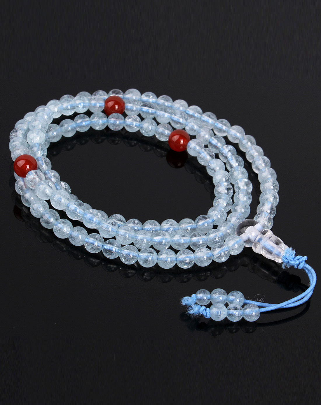 天然海蓝宝108颗佛珠手链5mm(附带鉴定证书)