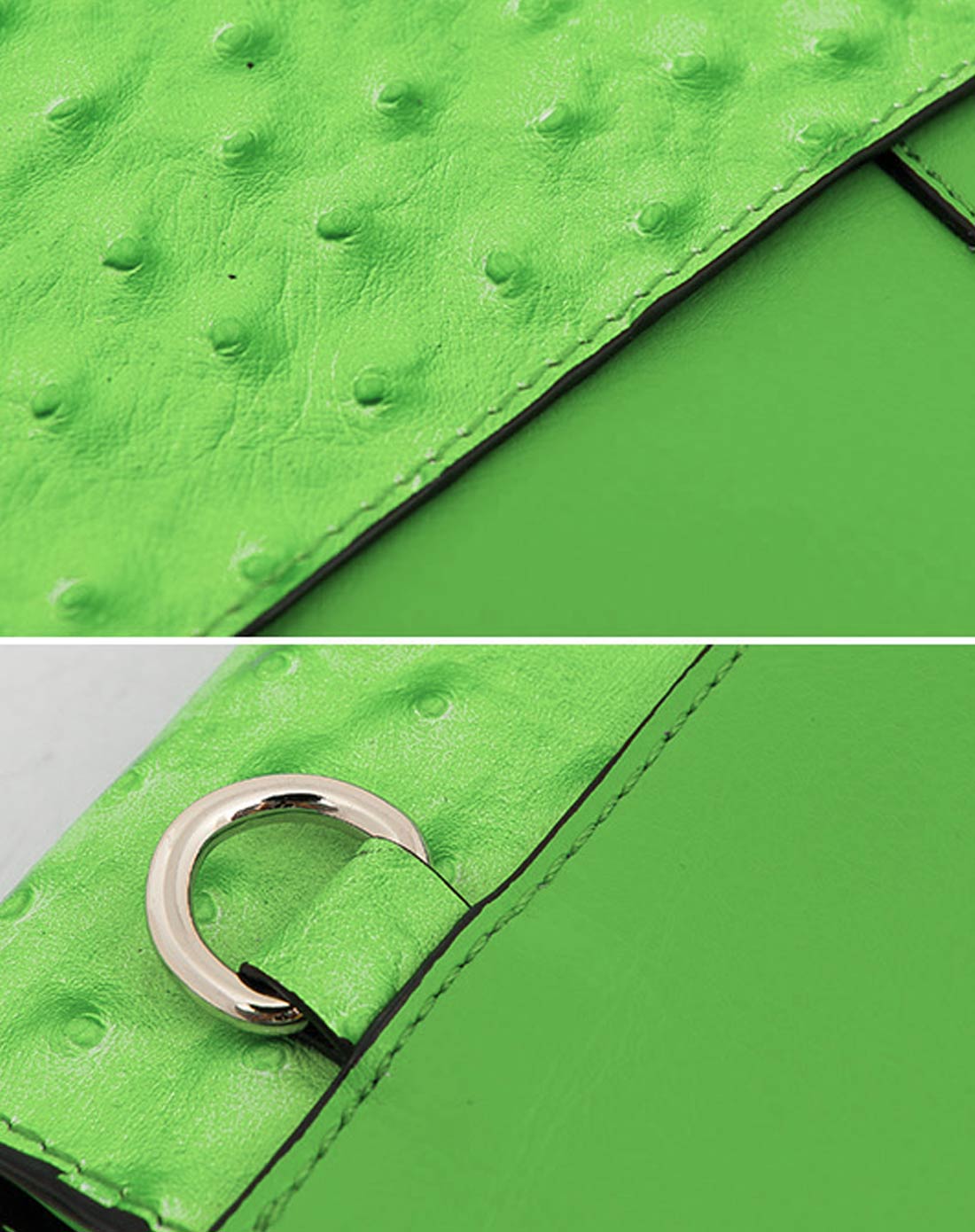 女绿色欧美时尚鸵鸟纹信封包手拿单肩包