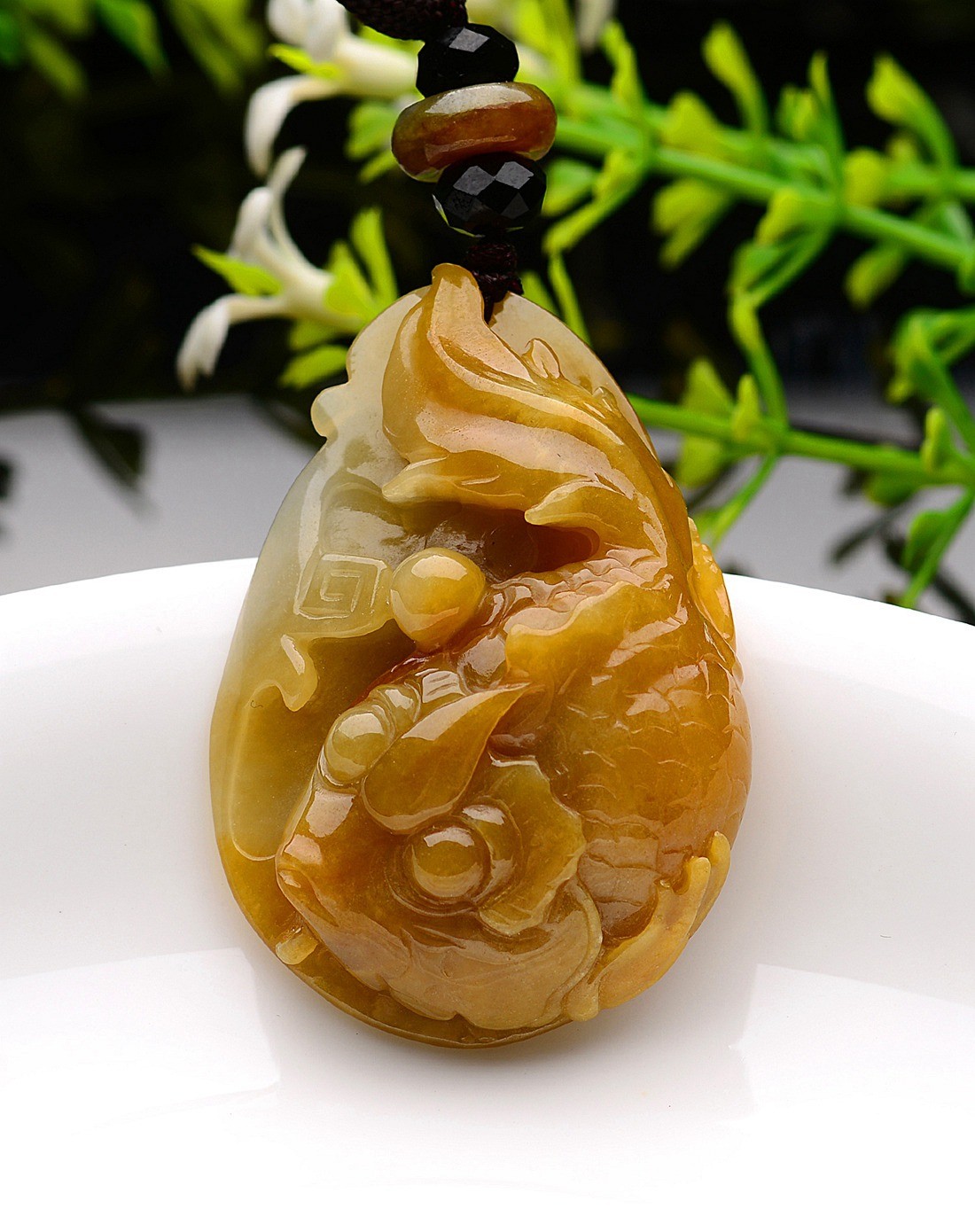 a货翡翠冰糯种黄翡饱满金玉满堂吊坠