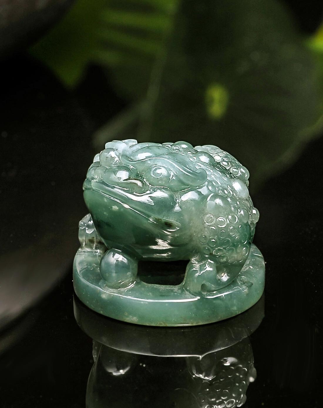 精雕糯种满色三脚金蟾小玩件小摆件 天然a货翡翠挂件(附国检证书)