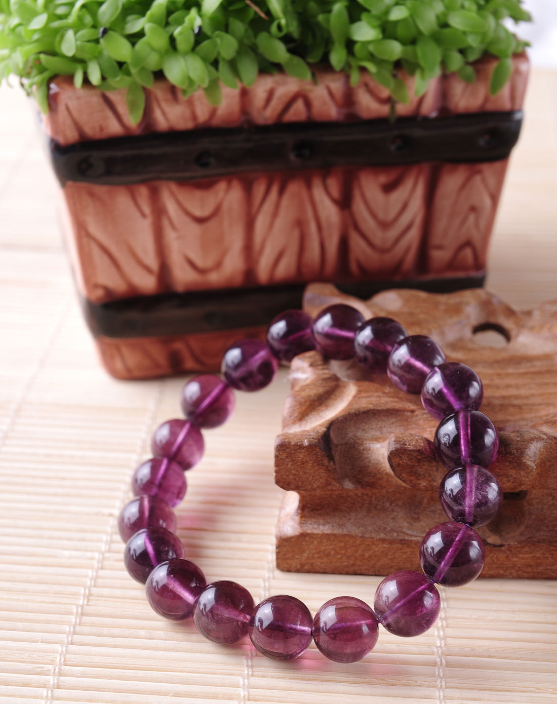 紫色天然紫莹石10mm元珠手链