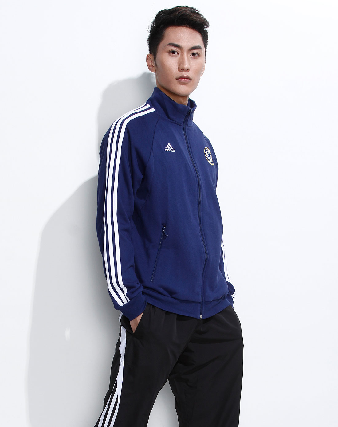阿迪达斯adidas男装专场-男款深蓝色时尚长袖运动上衣