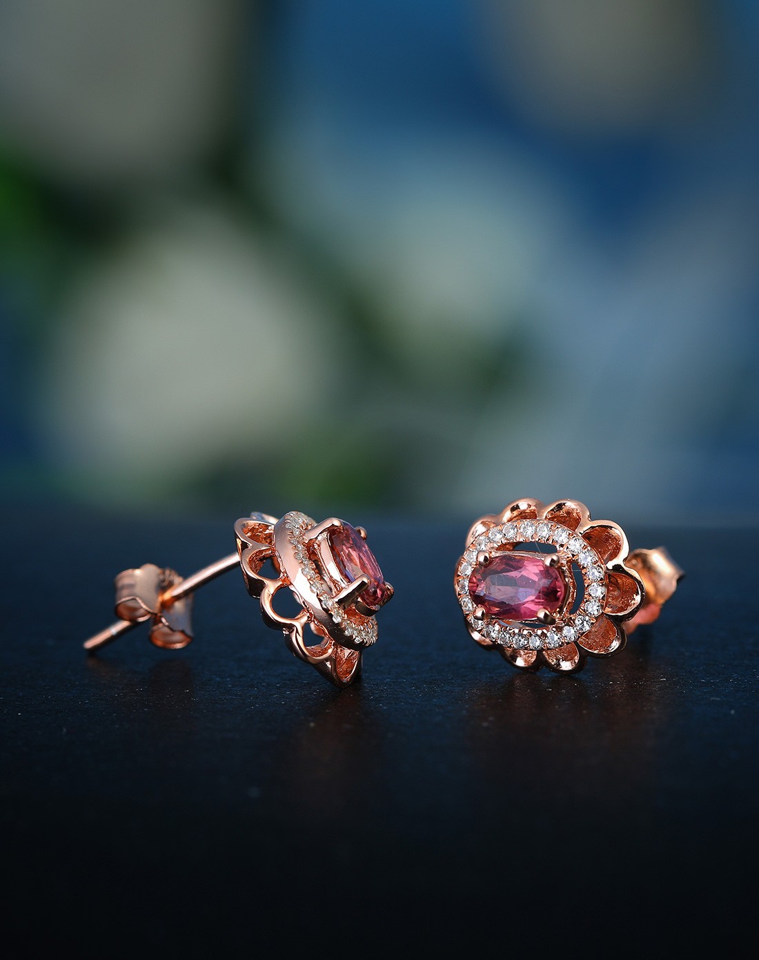 s925银镶碧玺耳环