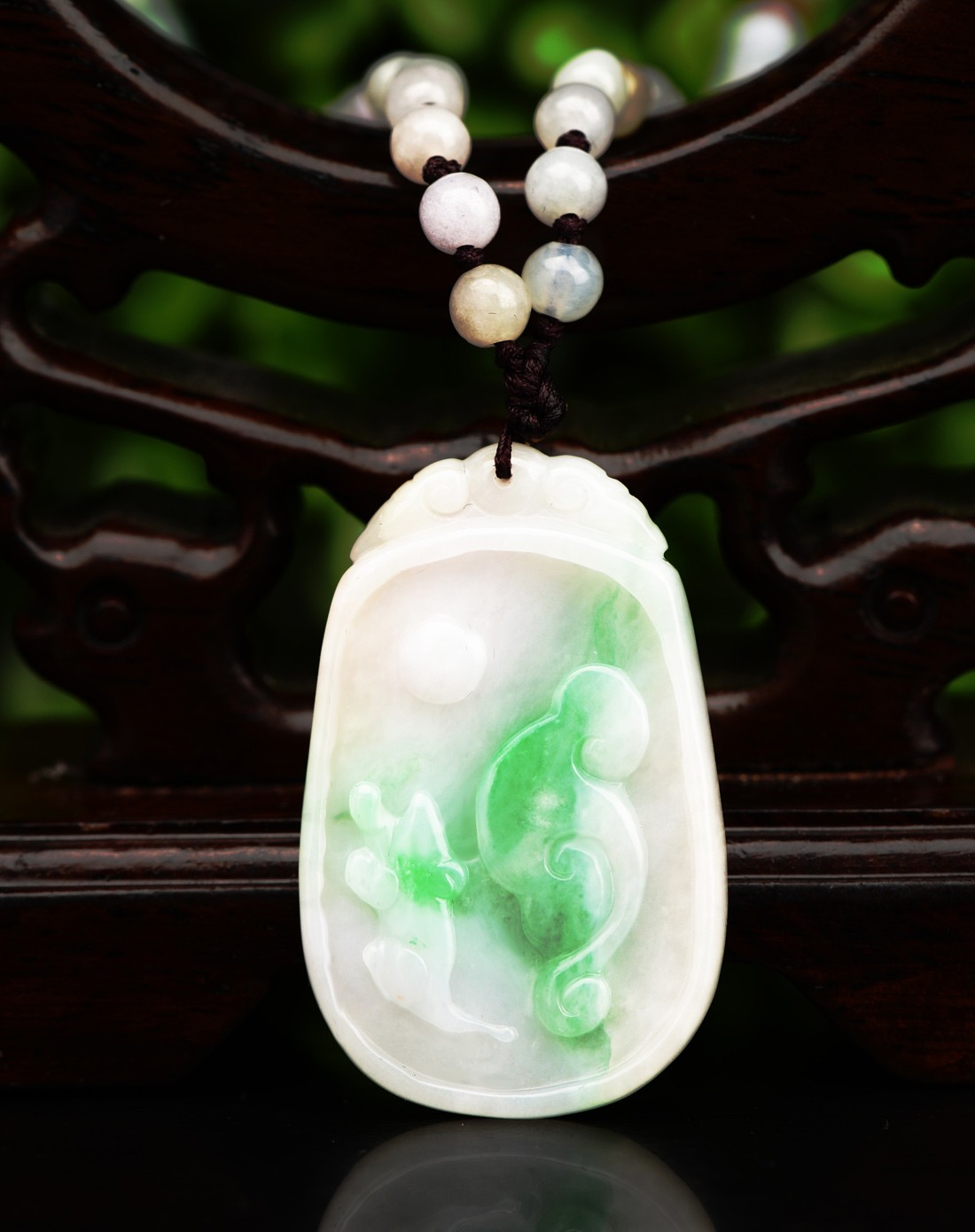 天然a货翡翠福禄双至吊坠(国家权威证书)