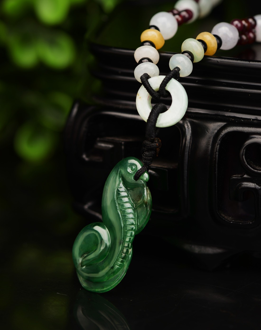 玉多赢yuduoying珠宝专场天然a货翡翠满绿金钱蛇挂件(国家权威证书)gy