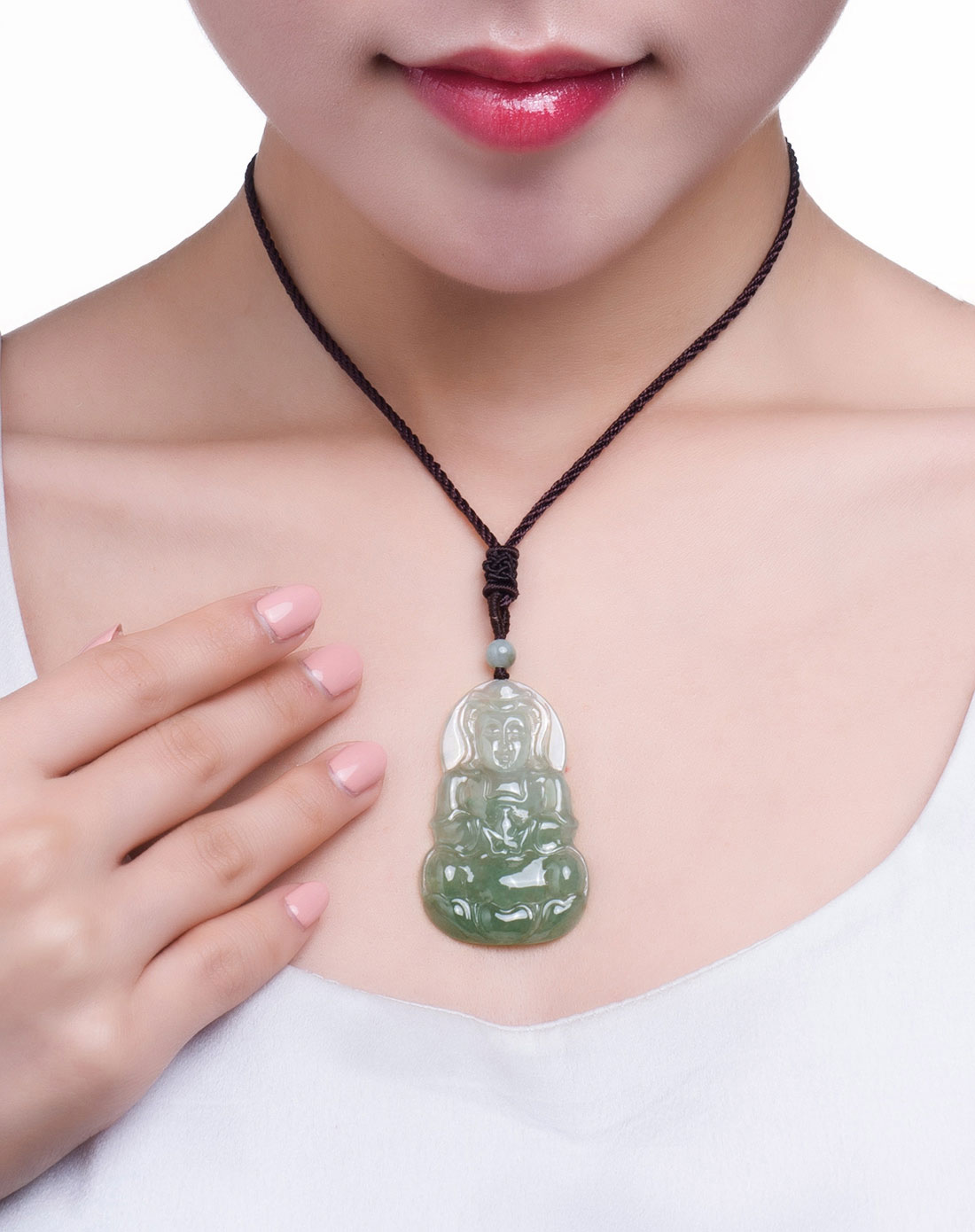 天然老坑冰种《佛缘》观音翡翠挂件(附国检证书)