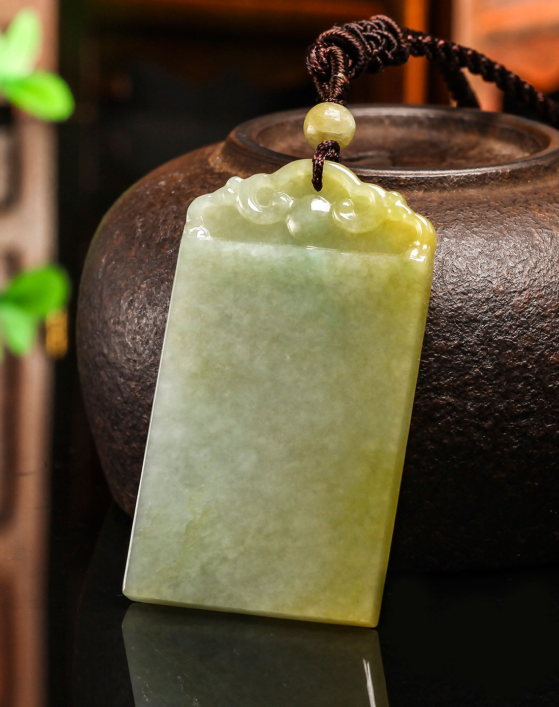 古朴坦然平安无事牌a货翡翠(附国检证书)