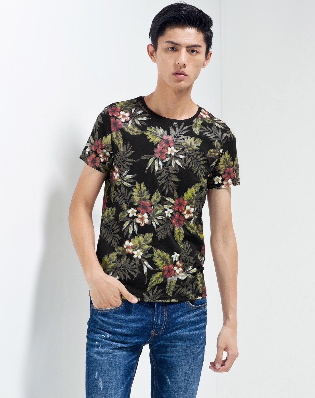 男士花色印花短袖潮流t恤