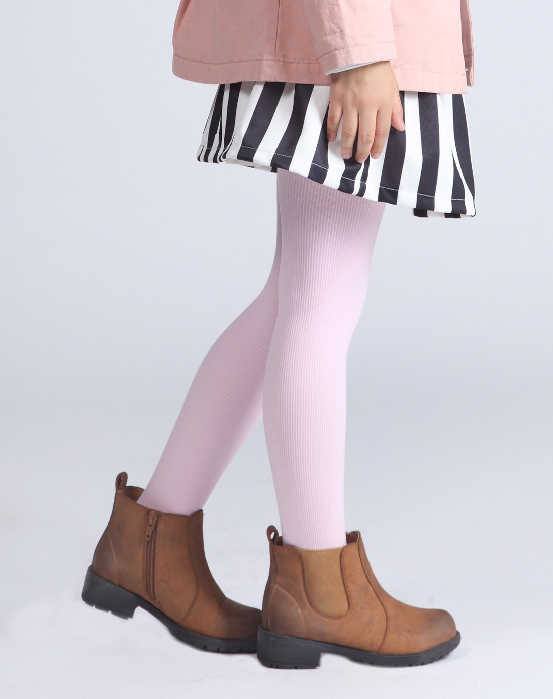 女童粉色竖条纹连裤袜