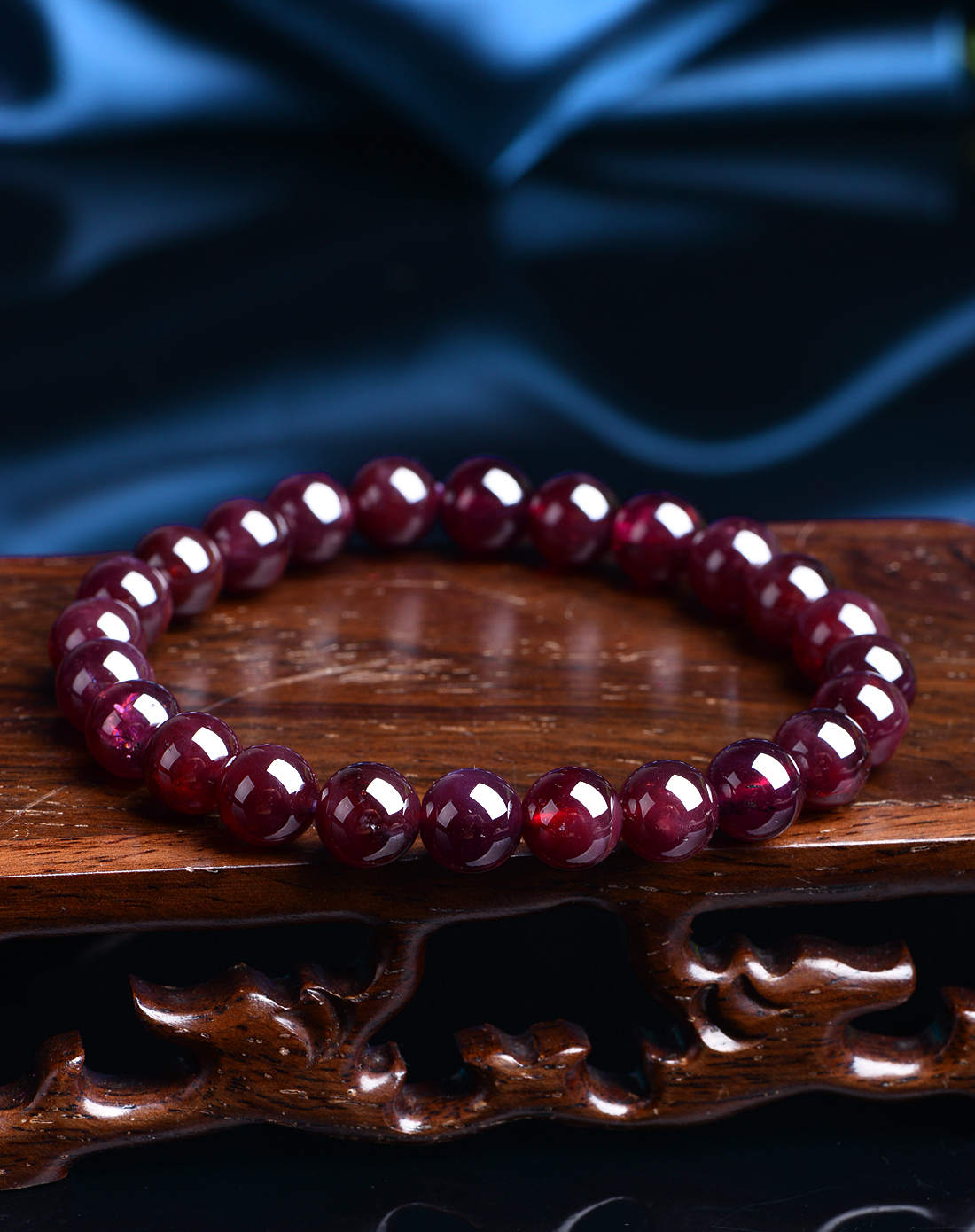 星光闪烁3a石榴石大圆珠手链附证书