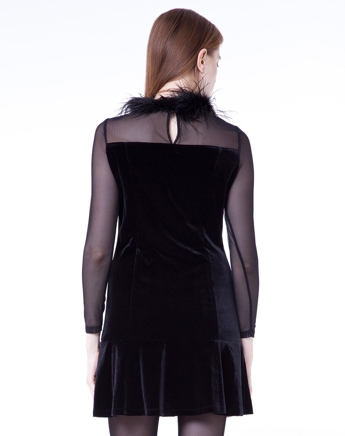 黑色高贵大方长袖连衣裙