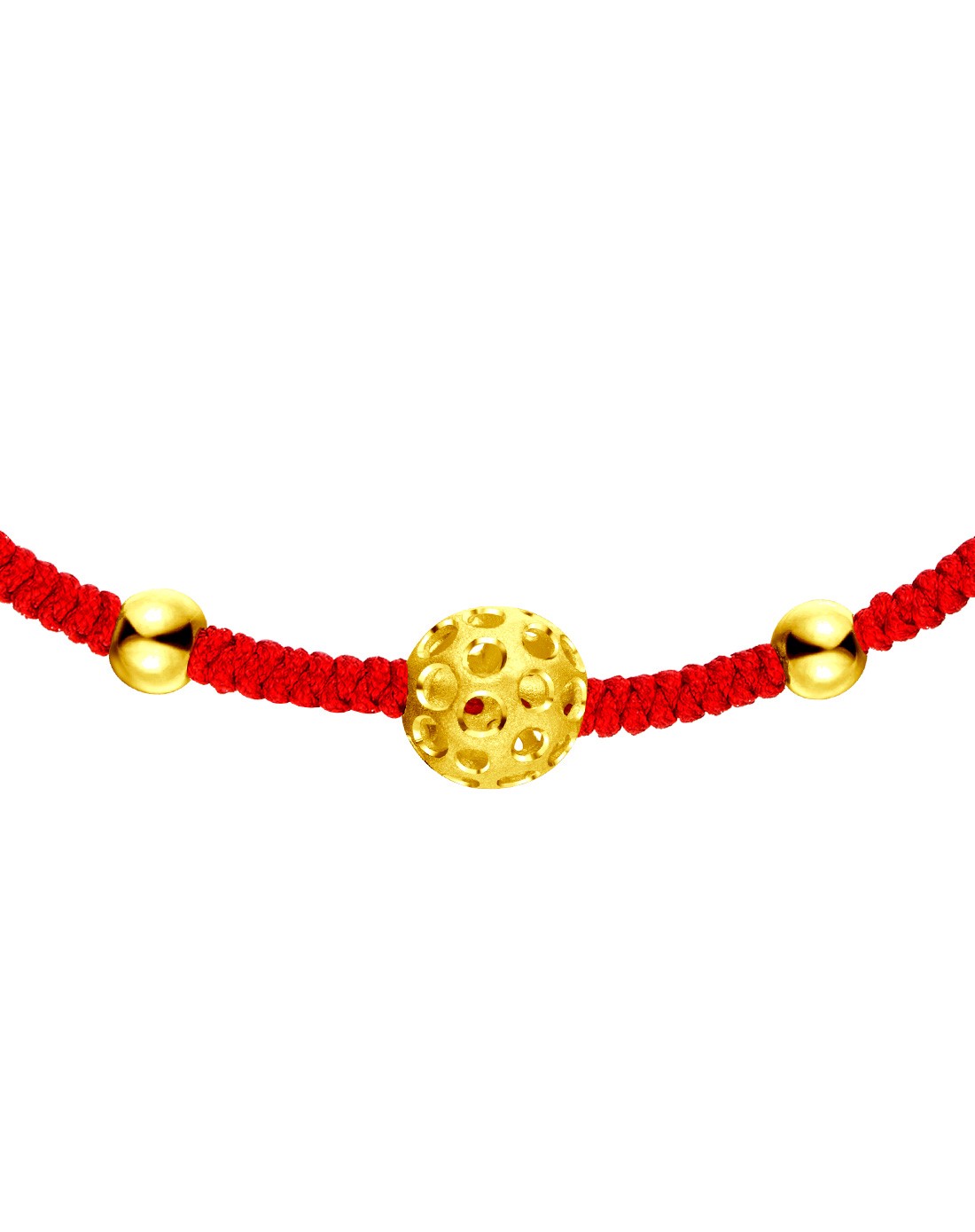 千足金镂空圆形幸运珠黄金手绳(计价) 1.8克