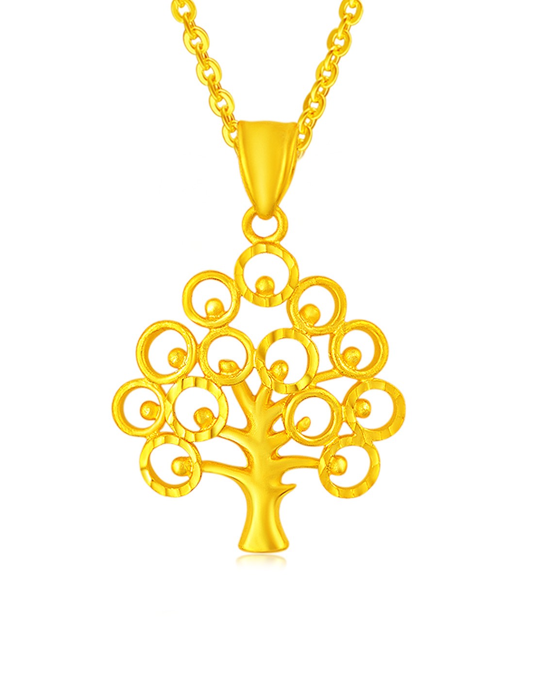 千足金黄金吊坠发财树摇钱树(3.68克)