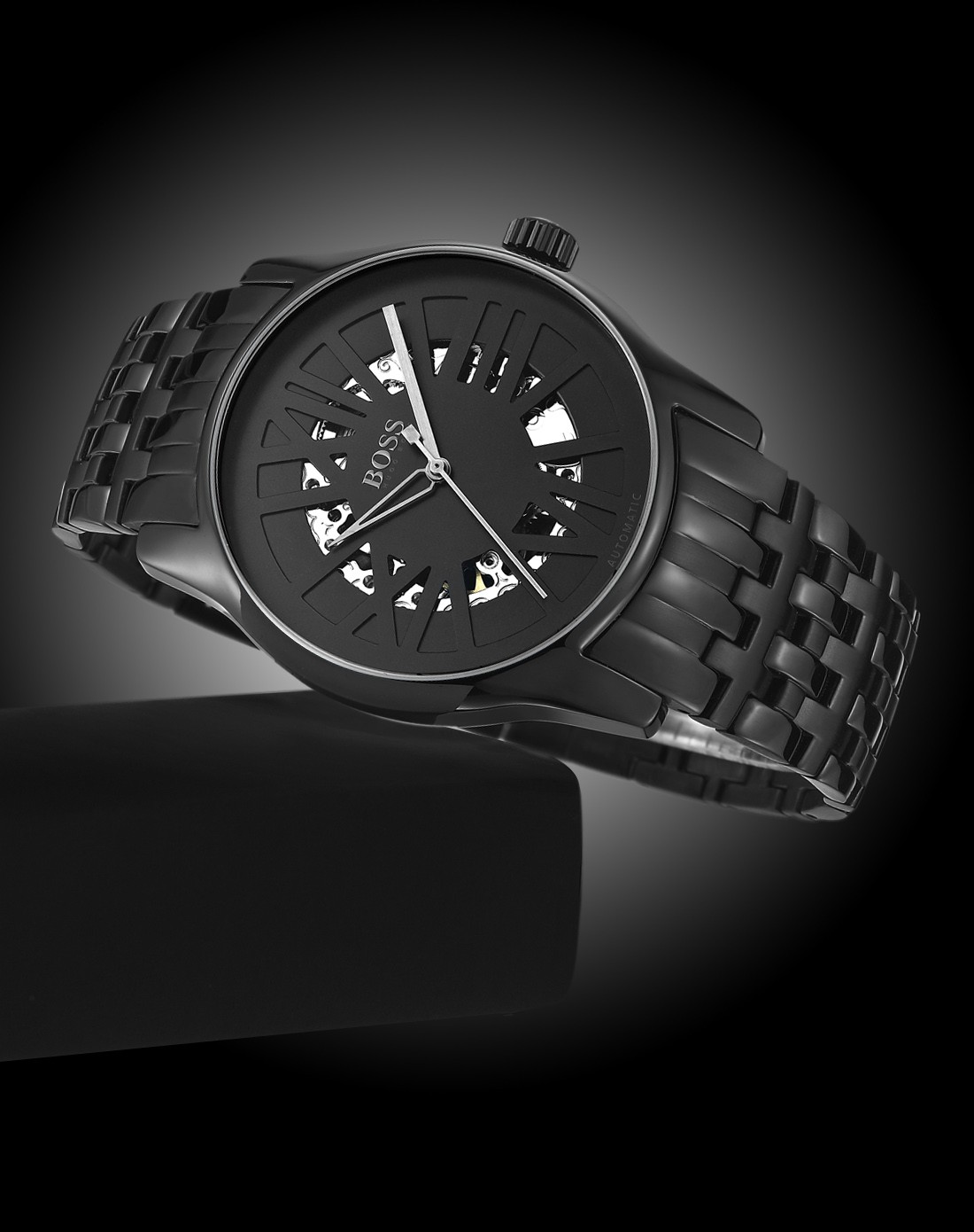 hugo boss手表专场-男士黑酷双透精密机械腕表