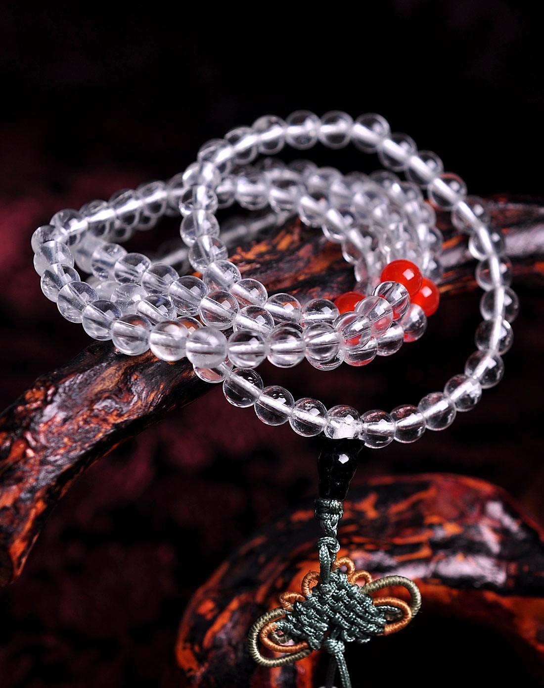 清凉夏日白水晶佛珠链附证书